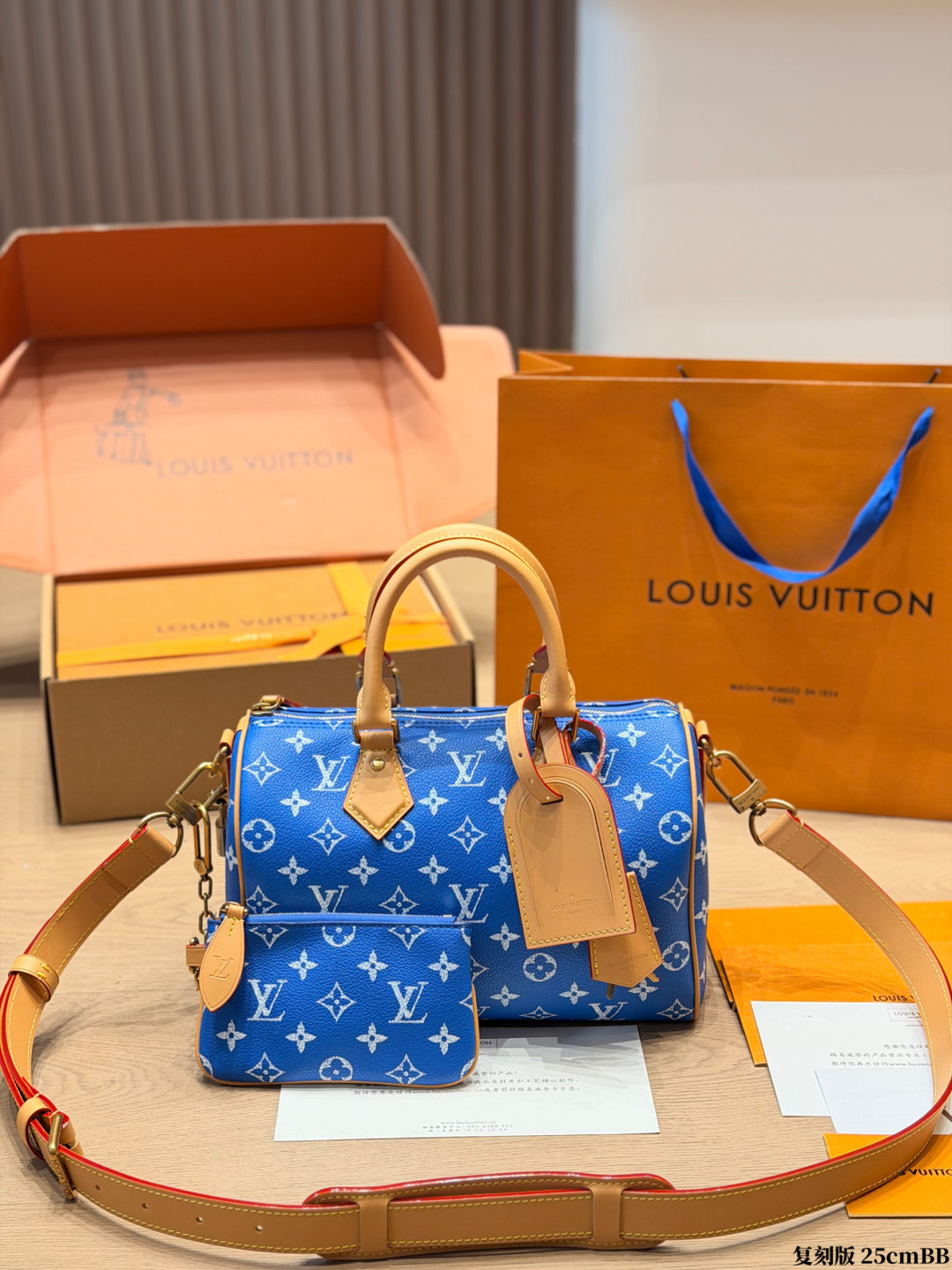 LV Speedy P34 Handbag Monogram Canvas Cowhide Leather 3